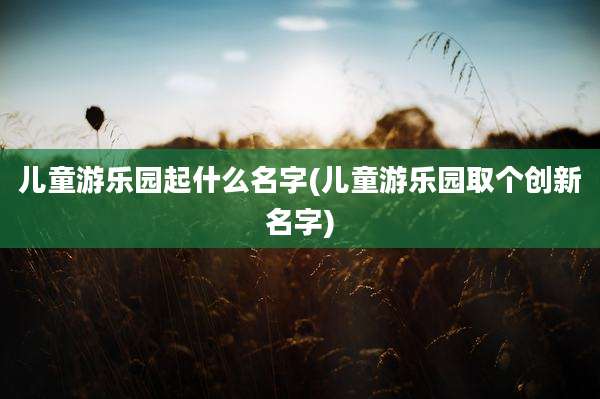 儿童游乐园起什么名字(儿童游乐园取个创新名字)