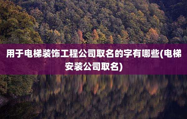 用于电梯装饰工程公司取名的字有哪些(电梯安装公司取名)