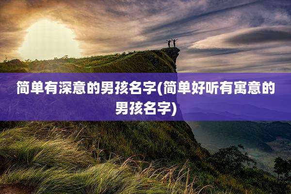简单有深意的男孩名字(简单好听有寓意的男孩名字)