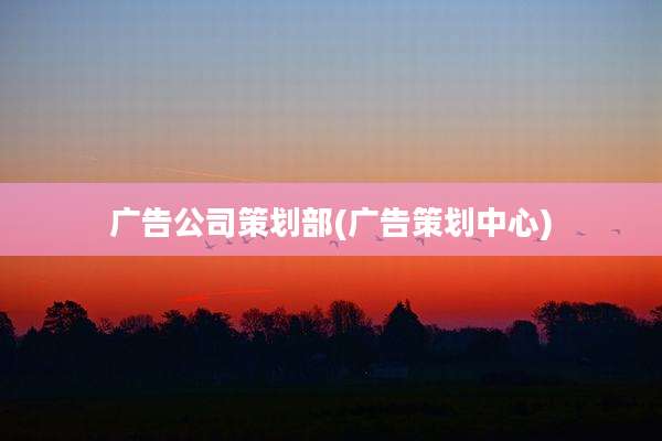 广告公司策划部(广告策划中心)