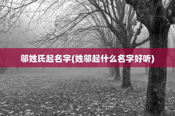 邬姓氏起名字(姓邬起什么名字好听)