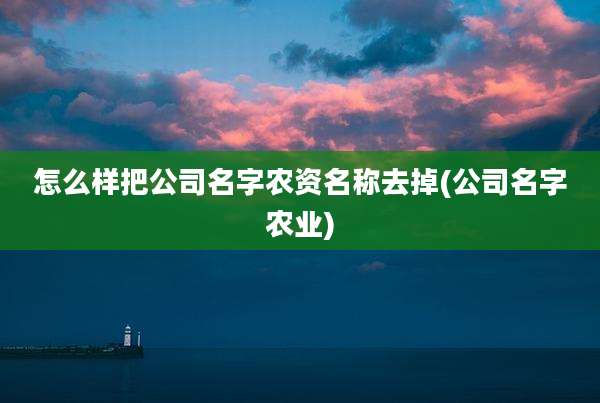 怎么样把公司名字农资名称去掉(公司名字农业)