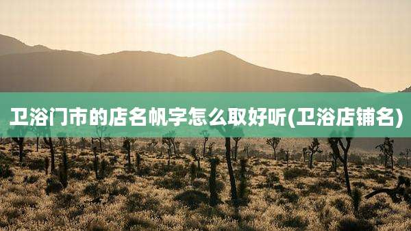 卫浴门市的店名帆字怎么取好听(卫浴店铺名)