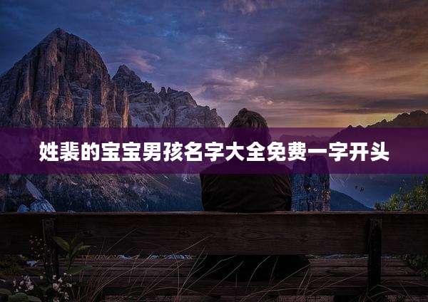姓裴的宝宝男孩名字大全免费一字开头