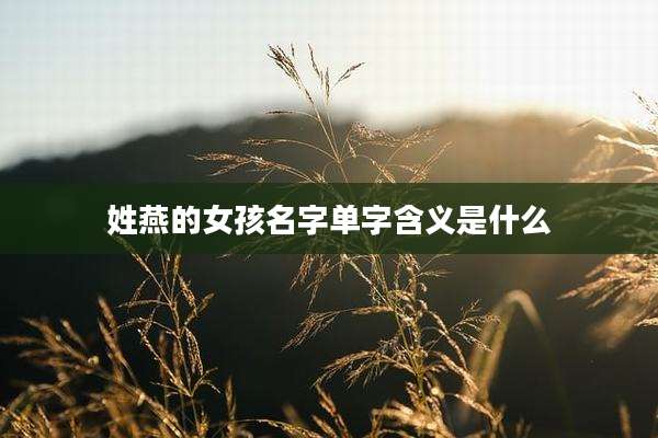 姓燕的女孩名字单字含义是什么