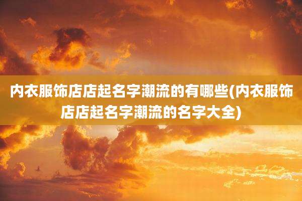 内衣服饰店店起名字潮流的有哪些(内衣服饰店店起名字潮流的名字大全)