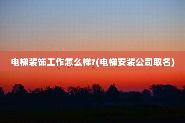电梯装饰工作怎么样?(电梯安装公司取名)