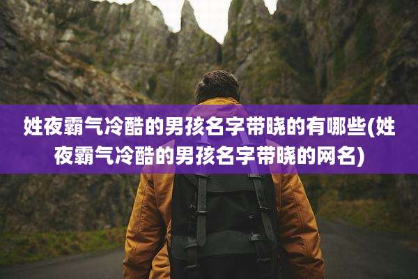 姓夜霸气冷酷的男孩名字带晓的有哪些(姓夜霸气冷酷的男孩名字带晓的网名)