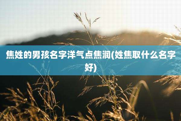 焦姓的男孩名字洋气点焦润(姓焦取什么名字好)