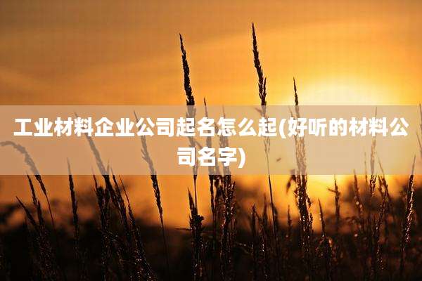 工业材料企业公司起名怎么起(好听的材料公司名字)