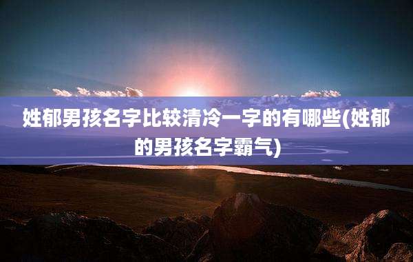 姓郁男孩名字比较清冷一字的有哪些(姓郁的男孩名字霸气)