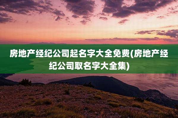 房地产经纪公司起名字大全免费(房地产经纪公司取名字大全集)