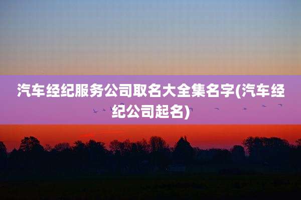 汽车经纪服务公司取名大全集名字(汽车经纪公司起名)