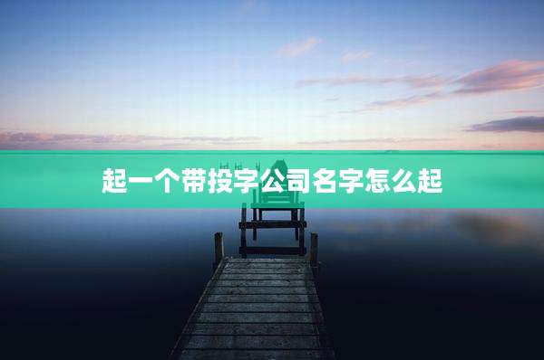 起一个带投字公司名字怎么起