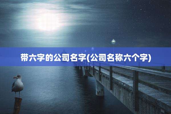 带六字的公司名字(公司名称六个字)