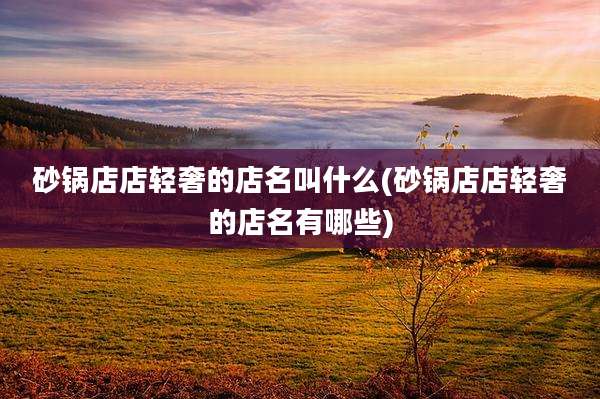 砂锅店店轻奢的店名叫什么(砂锅店店轻奢的店名有哪些)
