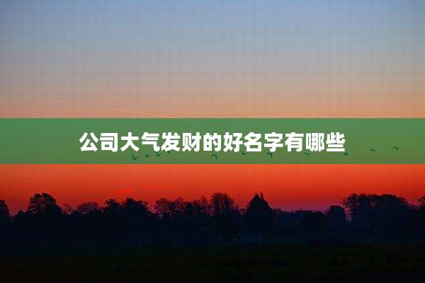 公司大气发财的好名字有哪些