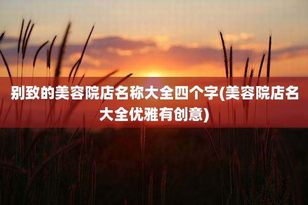 别致的美容院店名称大全四个字(美容院店名大全优雅有创意)