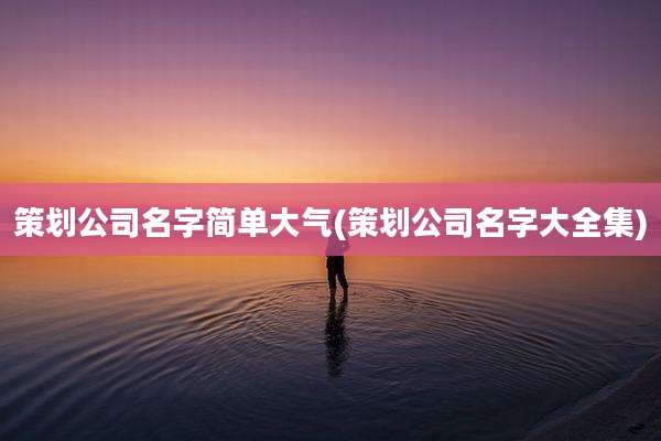 策划公司名字简单大气(策划公司名字大全集)