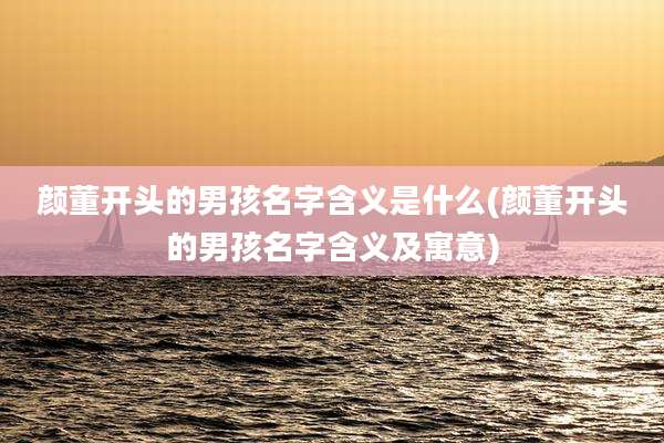 颜董开头的男孩名字含义是什么(颜董开头的男孩名字含义及寓意)