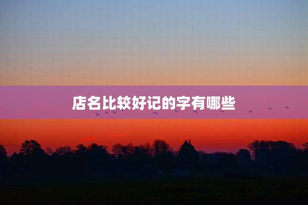 店名比较好记的字有哪些