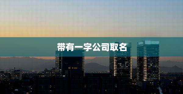 带有一字公司取名