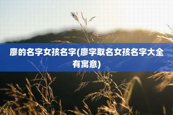 廖的名字女孩名字(廖字取名女孩名字大全有寓意)