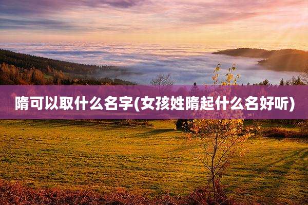隋可以取什么名字(女孩姓隋起什么名好听)
