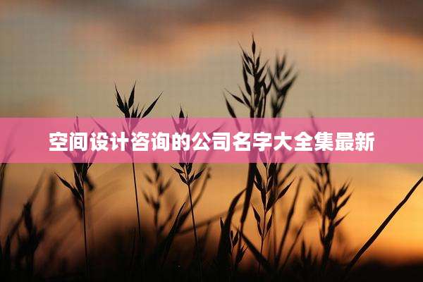 空间设计咨询的公司名字大全集最新