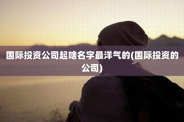 国际投资公司起啥名字最洋气的(国际投资的公司)