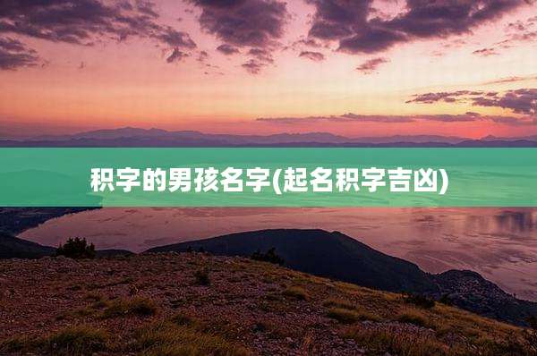 积字的男孩名字(起名积字吉凶)