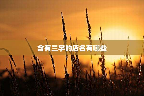 含有三字的店名有哪些