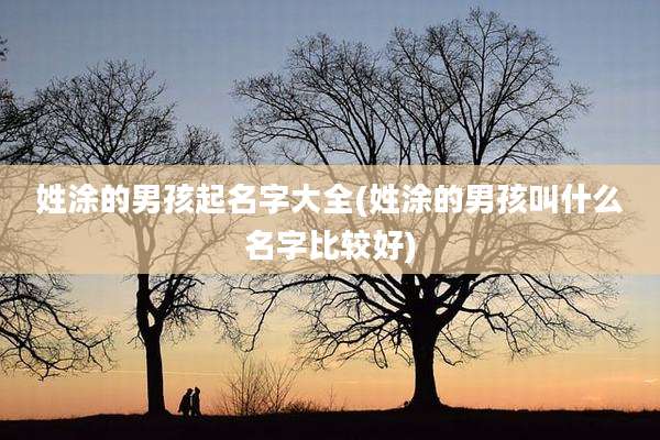 姓涂的男孩起名字大全(姓涂的男孩叫什么名字比较好)