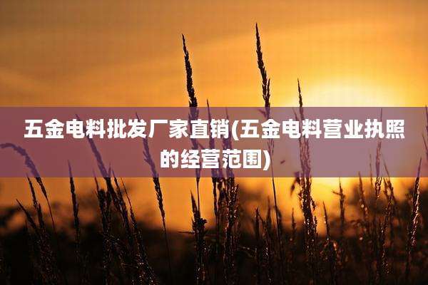 五金电料批发厂家直销(五金电料营业执照的经营范围)