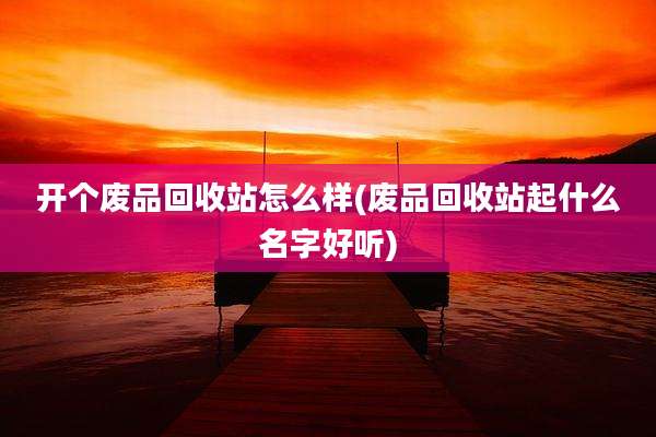 开个废品回收站怎么样(废品回收站起什么名字好听)