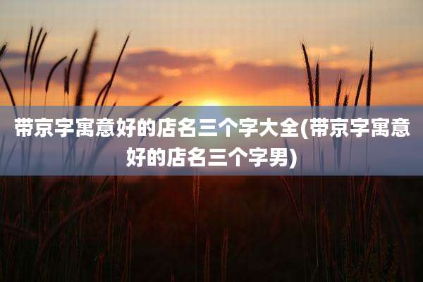带京字寓意好的店名三个字大全(带京字寓意好的店名三个字男)