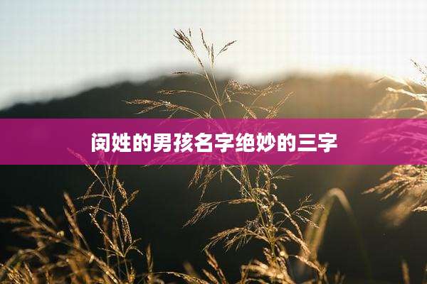 闵姓的男孩名字绝妙的三字
