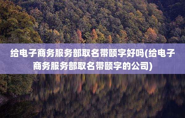 给电子商务服务部取名带颐字好吗(给电子商务服务部取名带颐字的公司)