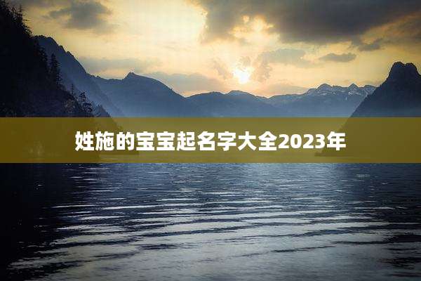 姓施的宝宝起名字大全2023年
