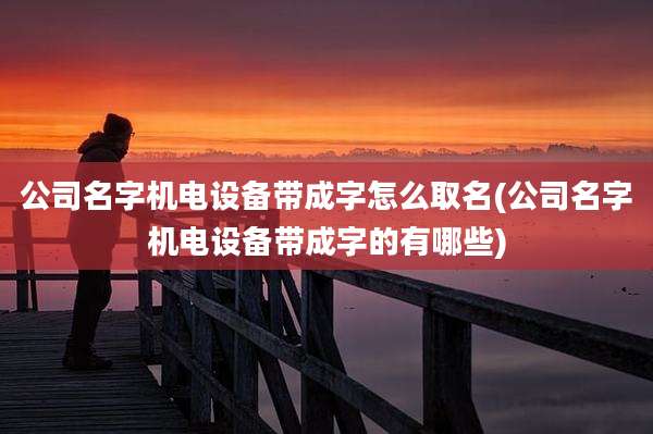 公司名字机电设备带成字怎么取名(公司名字机电设备带成字的有哪些)