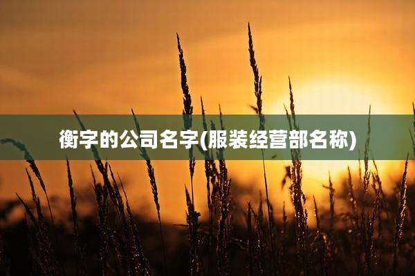 衡字的公司名字(服装经营部名称)