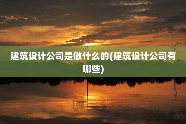 建筑设计公司是做什么的(建筑设计公司有哪些)