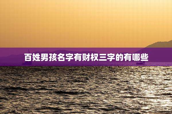 百姓男孩名字有财权三字的有哪些