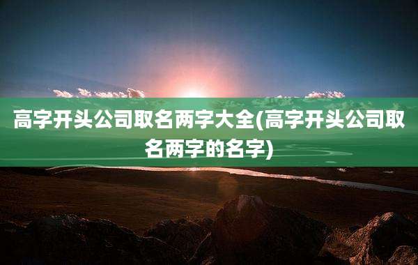 高字开头公司取名两字大全(高字开头公司取名两字的名字)