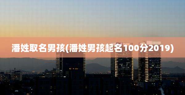 潘姓取名男孩(潘姓男孩起名100分2019)
