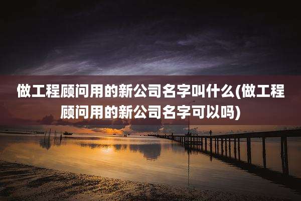 做工程顾问用的新公司名字叫什么(做工程顾问用的新公司名字可以吗)