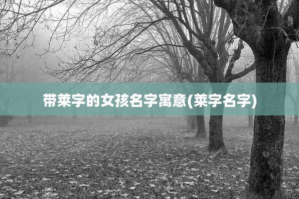 带莱字的女孩名字寓意(莱字名字)