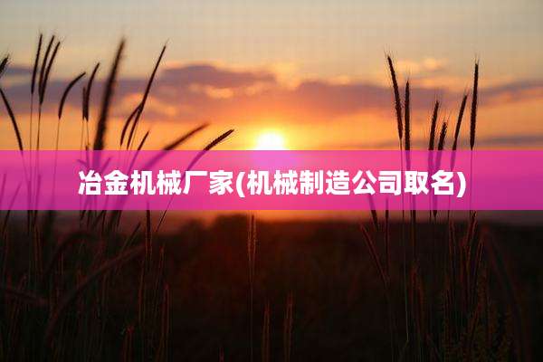 冶金机械厂家(机械制造公司取名)