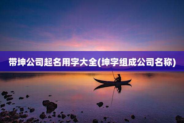 带坤公司起名用字大全(坤字组成公司名称)
