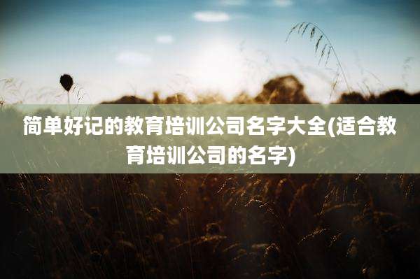 简单好记的教育培训公司名字大全(适合教育培训公司的名字)